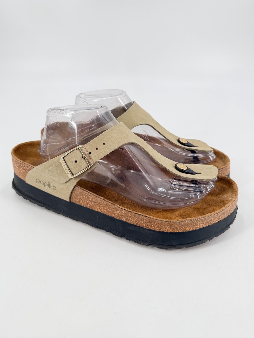 Birkenstock Papillio Gizeh Platform Flex Nubuck in Eucalyptus 42